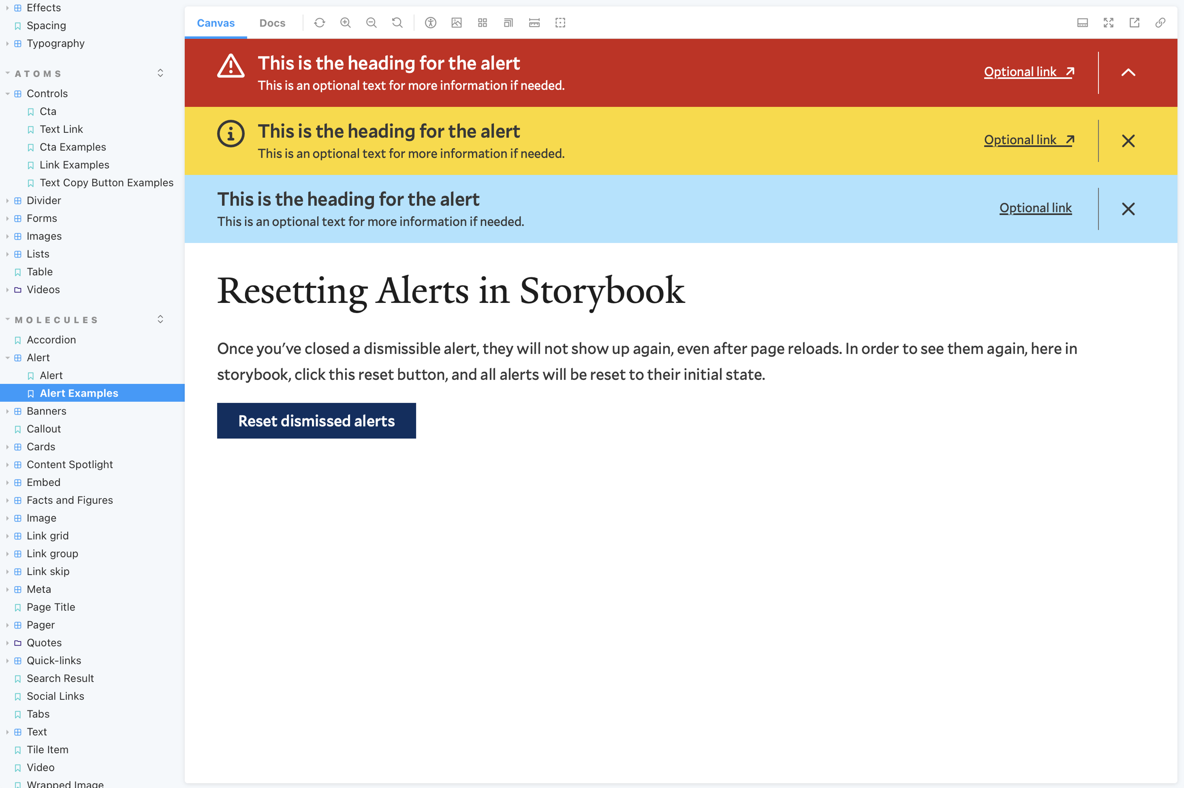 YaleSites Storybook Alerts